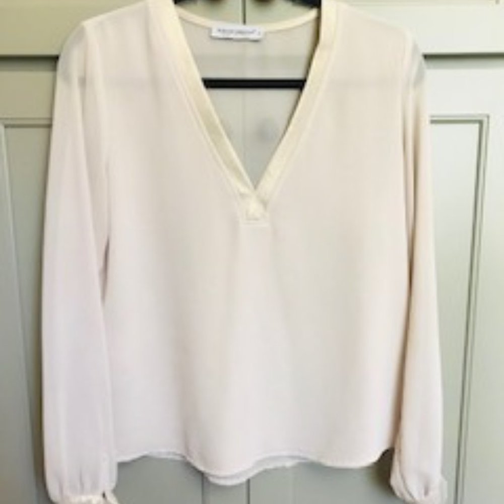 Rinascimento Tie-Sleeve V-Neck Sheer Blouse